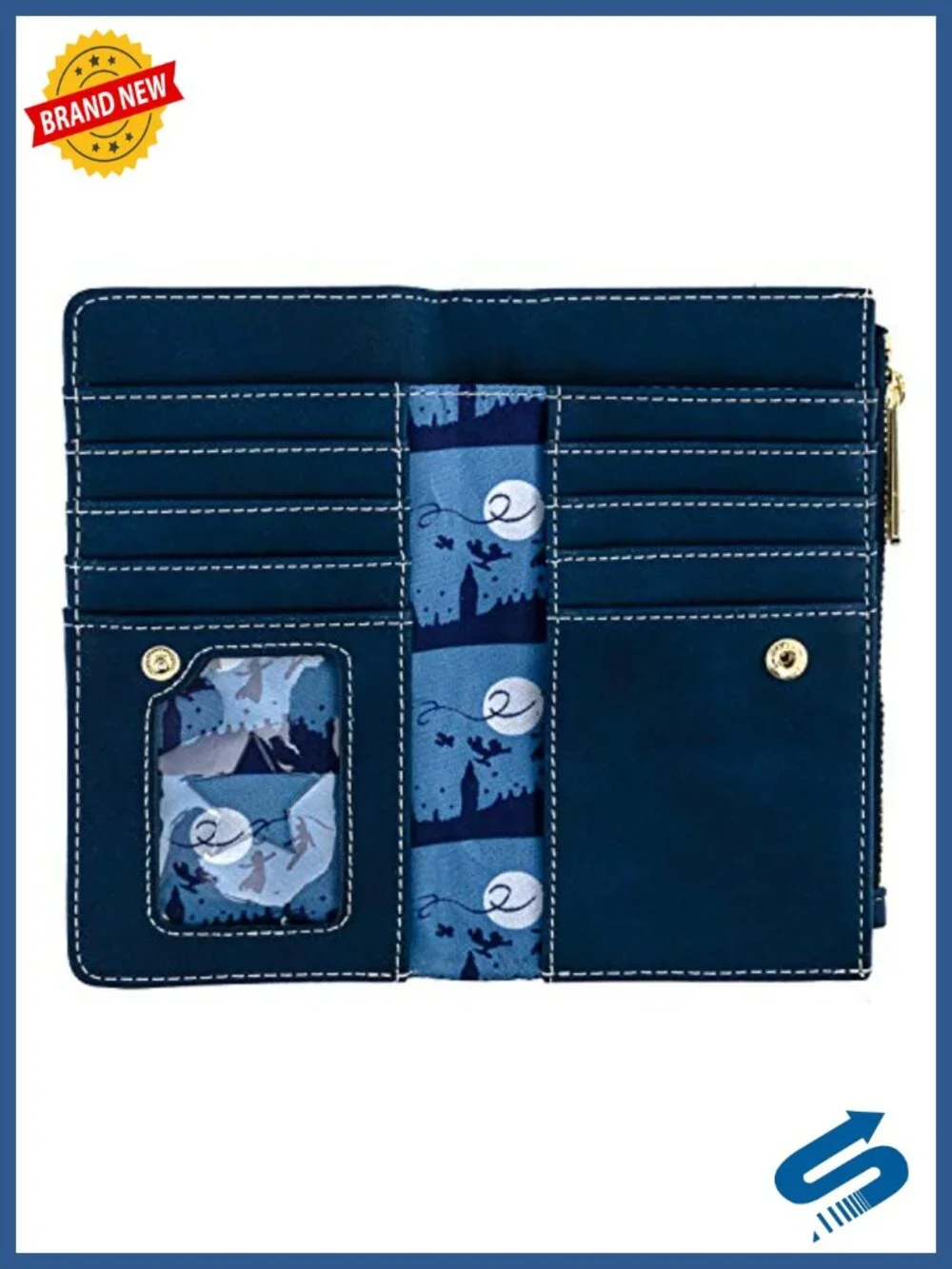 Faux Leather Flap Wallet with Applique, 5 Card Slots